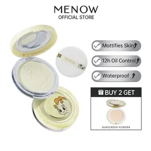 MENOW Oil control Soft Focus Powder,  12H oil control, longlasting, Waterproof, Sweatproof,  Minimize pores, suitable for both dry and oily skin, creating a flawless, matte finish(Includes a puff; buy 2 get a free sunscreen compact)