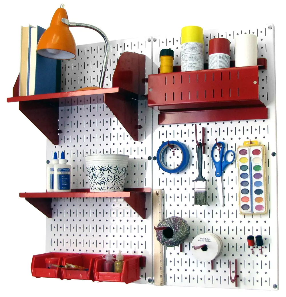 Craft & Hobby Pegboard Organizer Kit - White Pegboard with Accessories