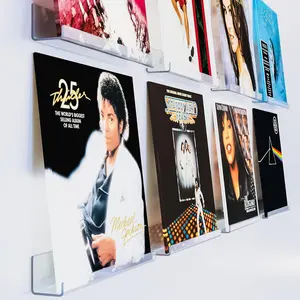 Clear  Vinyl Record Holder  8 Pack 12-Inch Wall Mount Shelves, Album Display Frames for LP Records, Decorative Rack for Collectors & Vinyl Lovers
