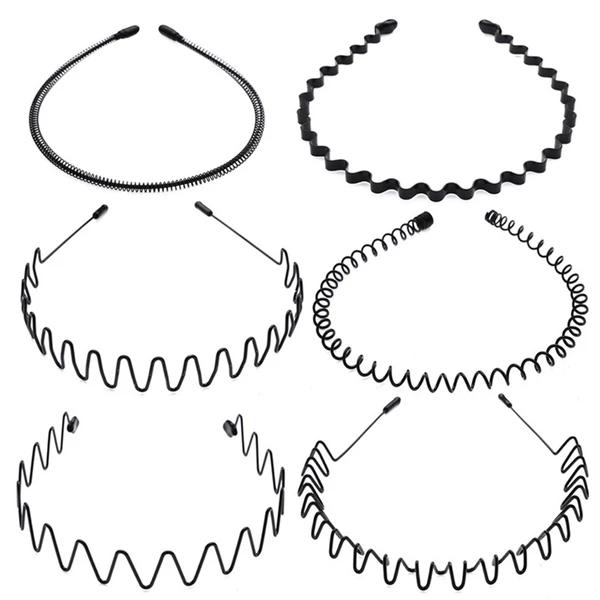 6Pcs Metal Hair Headband Wave Style Hoop Band Comb Sports Hairband Men Women US