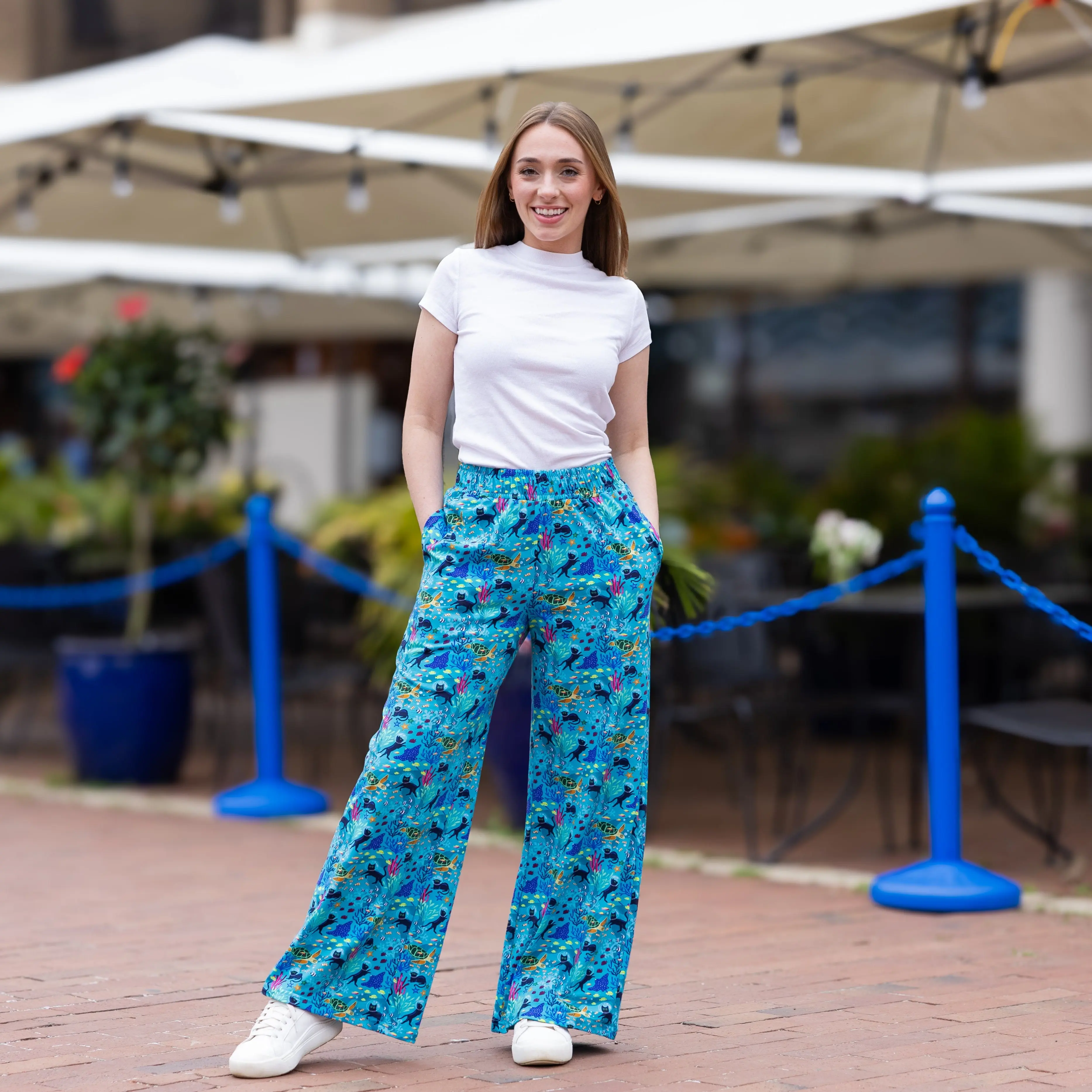 Seabed Exploration Palazzo Pants with Pockets