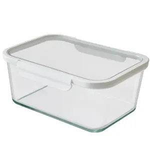 14Cup Rectangle Glass Food Storage Container with Tritan Lid. Set of 1, 2 Pieces