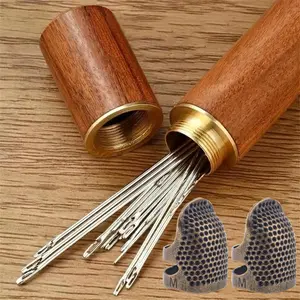 Self-threading Needle Set, 30pcs/set Multi-purpose Household Hand Sewing Needle with Wooden Needle Case, Sewing Supplies for Home & Cloth Shop Use