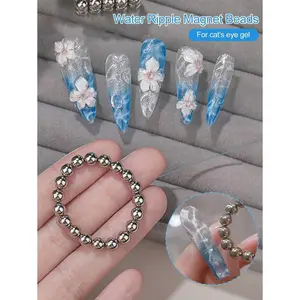 20pcs 5mm Round Magnetic Cat Eye Beads, DIY Nail Art Design Shiny Effect Accessories,Nail Supplies,Nail Tools,Nail Art Tools,Back To School,Nails,Nail Tools For Press On Nails