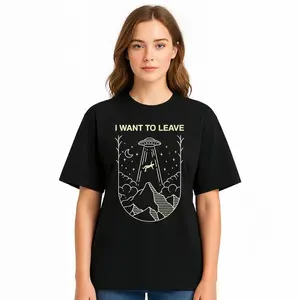 Vintage Funny Alien UFO Extraterrestrial "I Want To Leave" Alien Lover Sweatshirt for Casual Wear & Themed Parties Classic
