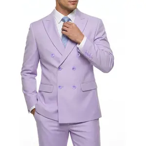 MY'S Mens Suit Slim Fit 2 Piece Double Breasted Suit Men Formal Tuxedo Set Casual Wedding Prom Groom Suits