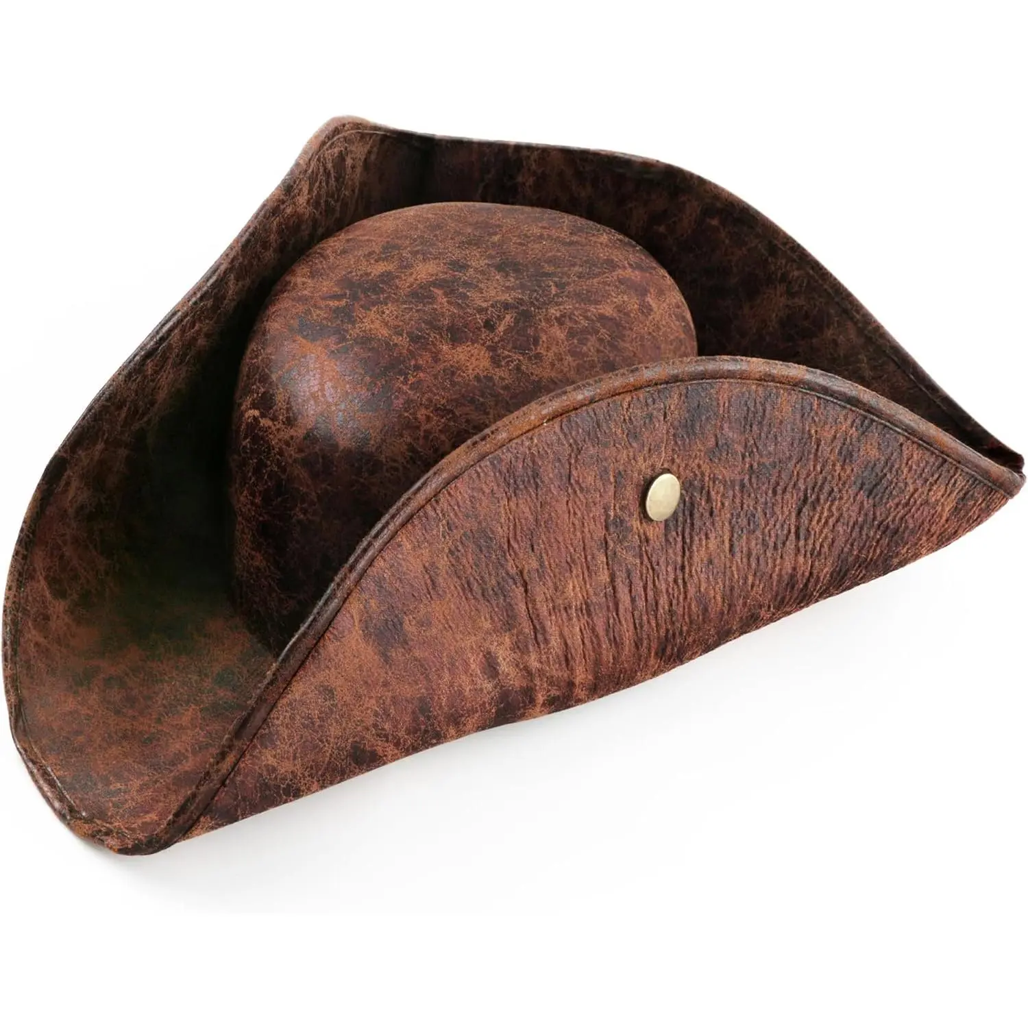 Pirate-Hat Women Tricorn Brown Pirate Men Leather Faux Leather  Wrinkle Distressed