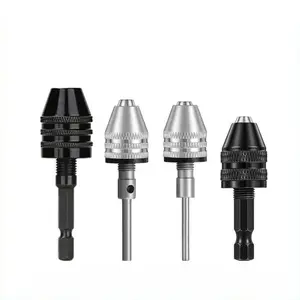 A Set of 4 Pcs Keyless Drill Chuck,1/4,1/8,1/16 Inch Hex and Round Shanks Small Drill Chuck Change Adapter,Christmas Party Gifts,Hand Tools Kits