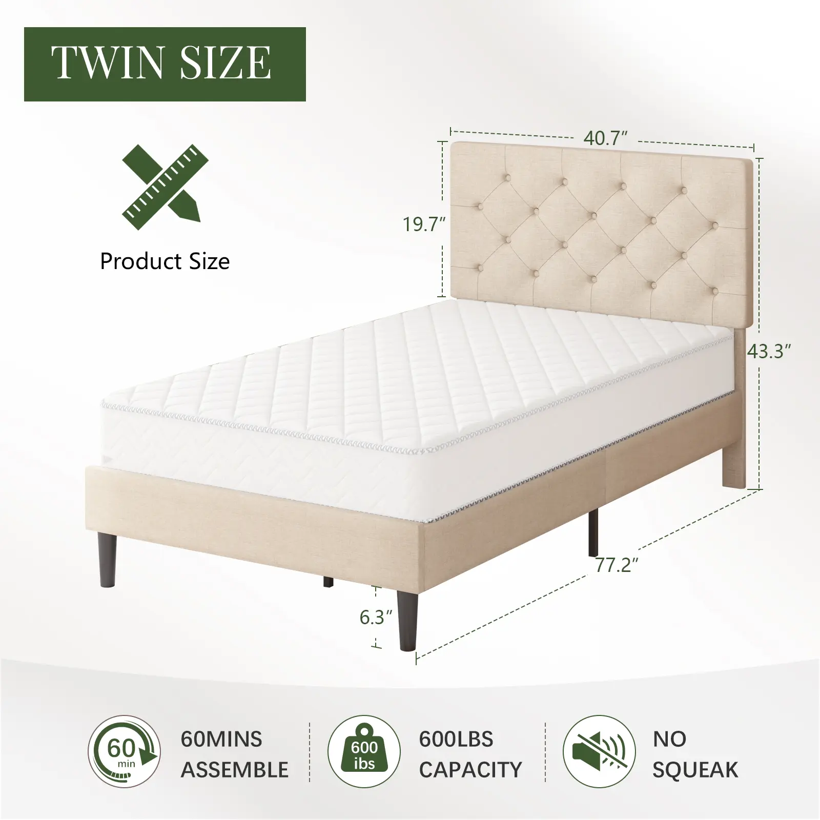 Twin Size Beige