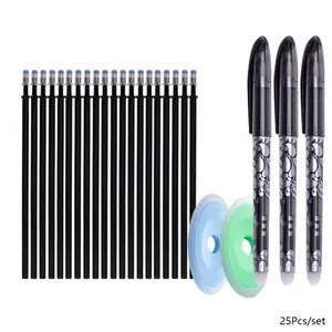 0.5mm Erasable Gel Pens with Erasers & Refills, 25pcs/set Erasable Gel Pen, Refillable Gel Pen Set, Replaceable Ink Pen, Writing Pen For School Office, Office Stationery & Supplies