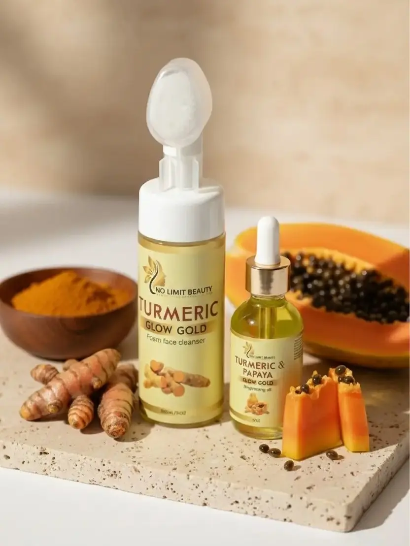Face Cleanser Papaya Turmeric Soap & Oil Skincare Set with Natural Ingredients 120ml