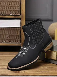 Men's Ankle Boots PU Leather Plaid Design Business Style Rubber Sole Casual Vintage One-Step Chelsea Boot vintage soul boots All Season Footwear