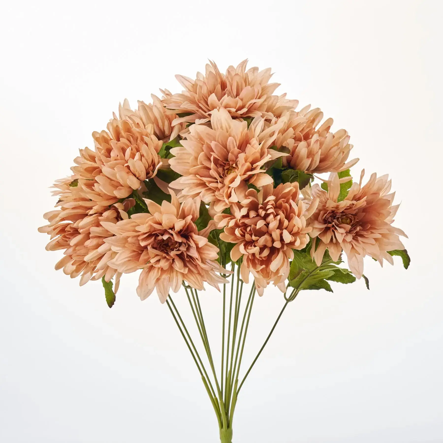 22" Tall x 9" Wide x 9" Diameter (22x9x9") Floral Artificial Chrysanthemum & Dahlia Fall Bloom Bush Bouquet - Mocha Tan, Wired Stems, Home Decor Accent for Room Decoration, Bendable