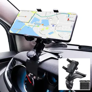 Car phone holder for all iPhone models, rotatable and adjustable, convenient navigation clip, dashboard car navigation holder, rear view mirror, sun visor, universal 360 degree rotating phone holder with license plate number display stand