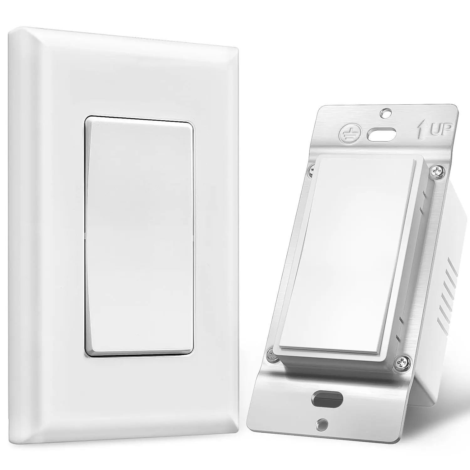 SURAIELEC 3 Way Wireless Remote Light Switch Kit, No Wall Wiring | 15A High Power, 100 ft RF Range, Neutral Wire Required, Grounded, Interference-Free Switch for Lamp, Ceiling Light & Fan