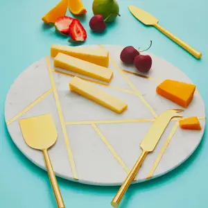 Infinia Marble Cheese Board with Gold Knives
