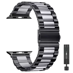 Stainless Steel Metal Band Smart Watch Strap Smart Watch Accessories Adjustable Durable Compatible with Apple Series 11/10/9/8/7/6/5/4/se/ultra 3 2 1, 49mm/46mm/45mm/44mm/42mm/41mm/40mm/38mm