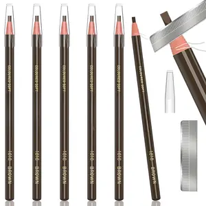 6 Piece Dark Brown Waterproof Eyebrow Pencils Set with Sharpener for Precise Application & Long Lasting Wear Perfect for Natural to Glam Looks