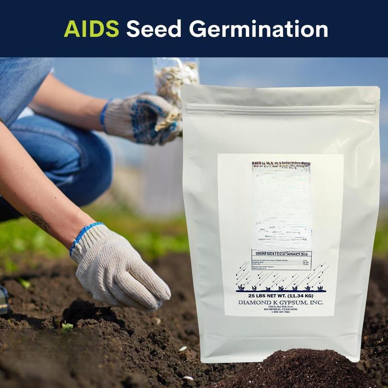 Supply Solutions Gypsum Powder - Purest & Soluble Houseplant Food Fertilizer for Indoor Plants, Outdoor, Lawn, Vegetables - 25 Pounds, Enhances Growth & Soil Health