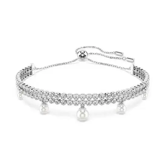 Double sided diamond pearl bracelet