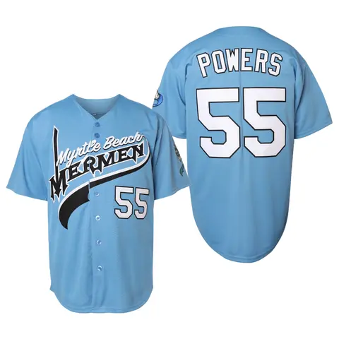 Men's Kenny Powers 55 Replica Baseball Jersey Shirts - Colorful Athletic Baseball & Softball Jersey with Number & Text, Charros/Eastbound and Down/Myrtle Beach Mermen Themes, Oversized Retro Short Sleeve, S-XXXL Fit Range, Casual Sport Wear