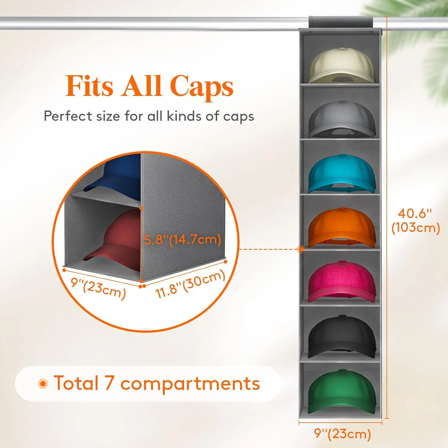 Rod Hanger – 7 Compartments – Grey