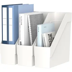 3 Pack Magazine Rack, Plastic File Folder Bin Desk Organizer, White