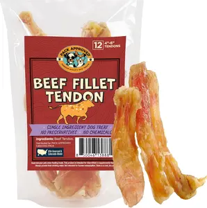 Pack Approved Beef Fillet Tendons for Dogs - Single Ingredient Dog Treat, 4-6" (12ct) Chews