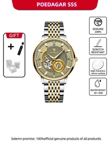 POEDAGAR Top Luxury Men's Watch Light Air Tourbillon Automatic Men's Watch Mechanical Stainless Steel Men's Watch Clock Skeleton Watches