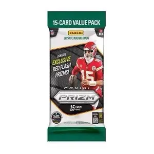 Ripped & shippedPanini Prizm 2025 NFL Trading Cards 15-Card Value Pack with Exclusive Red Flash Prizms