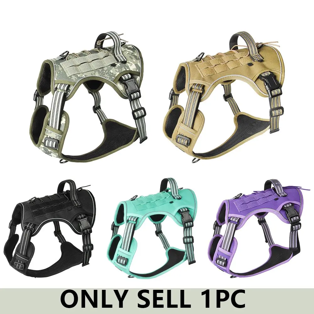 Multifunctional Quick Release Tactical Dog Harness, Universal Durable Reflective Harness, Adjustable Pet Back for Medium to Large Dogs, Outdoor Reflective Work Training Vest