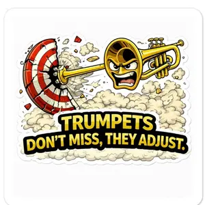 Trumpets Don't Miss, They Adjust Die-cut stickers