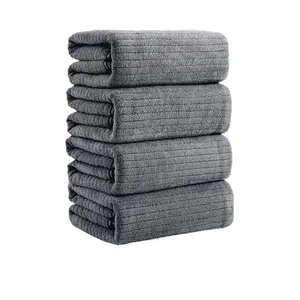"4-Piece Oversized Bath Towel Set | 35x70 Inch Quick Dry Soft Plush Microfiber Bath Towels | Highly Absorbent for Bathroom, Gym, Spa | Dark Gray"