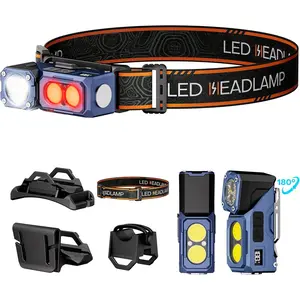 LED Headlamp Rechargeable Flashlight,3-in-1  Lamp &  Light with Motion Sensor,Red Light & Digital Power Display for Adults,  Base,IPX5  Headlamps for Running,Hiking,Camping