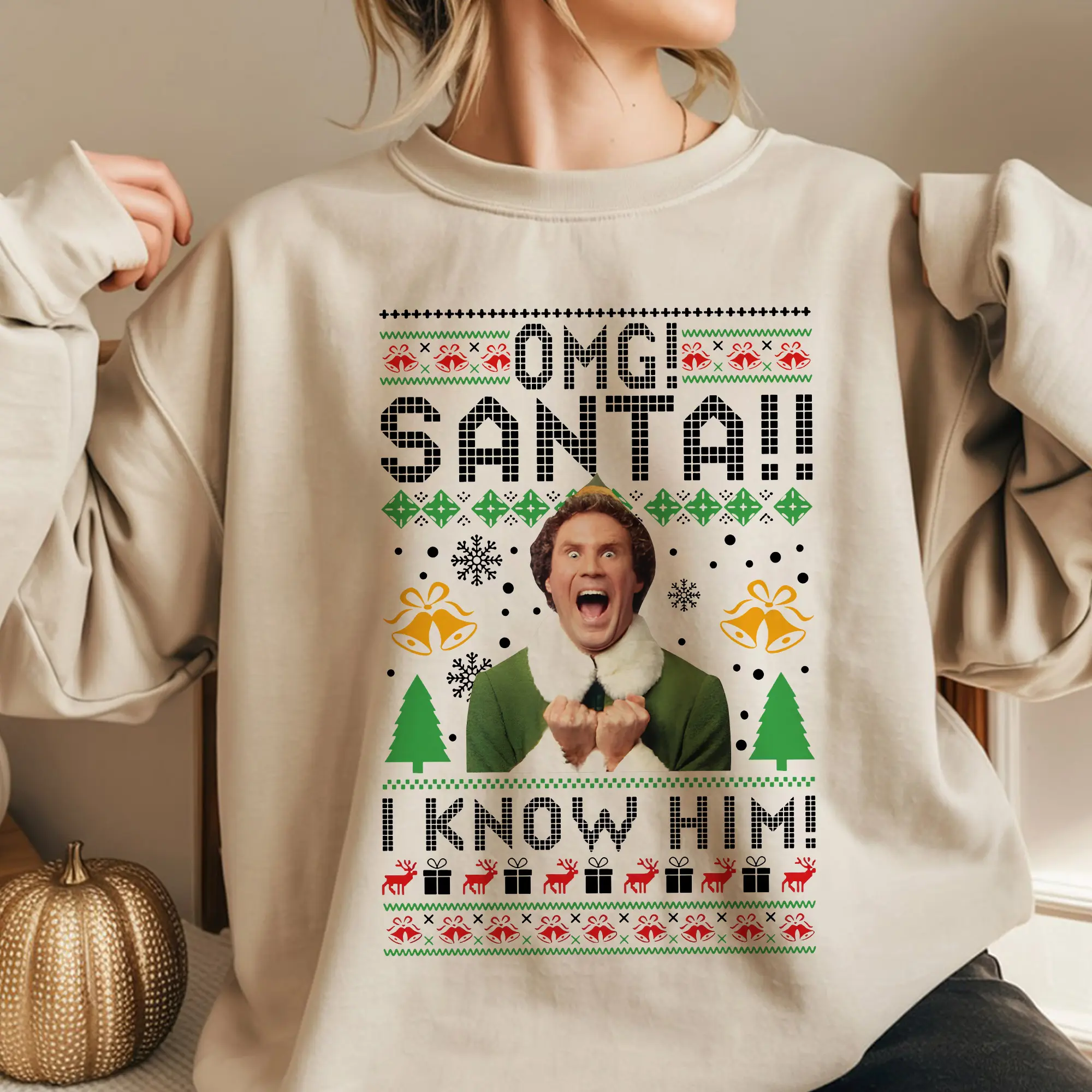 Santa I Know Him Elf Sweatshirt, Buddy The Elf Christmas Hoodie, Funny Christmas Movie Shirt, Christmas Holiday Sweatshirt