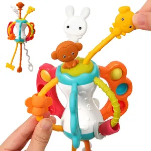 Toddlers Airplane Travel Montessori for Babies 6-12 Months Boy Girl Sensory Baby Infant Car Seat Essentials Silicone Pull String Newborn 1 2 3 Year Old