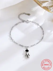 Women's S925 Silver Color Space Astronaut Bracelet, Casual Vintage Style Jewelry Accessory for Women & Girls, All Season Wear, Unique Astronaut