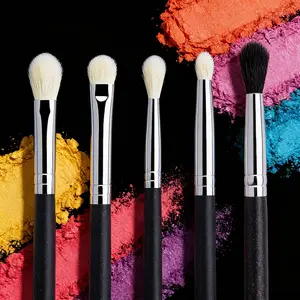 5pcs Makeup Eyeshadow Brushes, Flat Eye Shadow Shader, Crease Blending Brushes, Goat Hair, Liquid Cream Powder, Make Up Tool