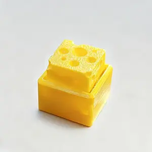 Cheese-shaped Mechanical Button Pendant Keychain - Bright Yellow, an Ideal Gift for Friends and Daily Accessory, Casual Ornament | Bright Yellow Keychain | Durable Plastic Material