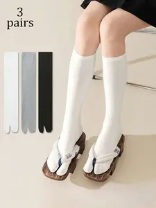 3 Pairs,Women's Two-Toe Socks,  Calf High Socks, Split Toe Socks, Sheep Hoof Socks, Easy to Match, Comfortable Fabric, Trendy & Stylish, Aesthetic, Daily Outfit Essential, Indoor & Outdoor Wear, Simple & Fun, Ideal Gift & Photo Prop