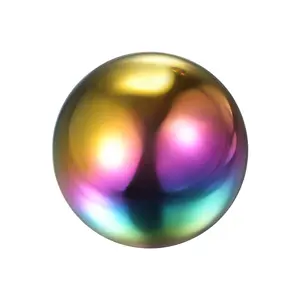 Unique Bargains Rainbow Gazing Ball 4 Inch 100mm Reflective Sphere Polished Hollow Ball, Stainless Steel Gazing Globe Mirror Ball for Home Garden Outdoor Decoration