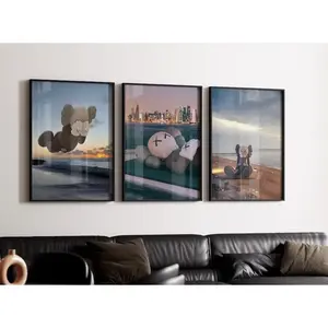 Set of 3 Giant Kaws Beach Art pieces canvas wall home decor Portrait Gallery