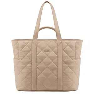 【NEW IN】LOVEVOOK Fall Puffer Tote Bag for Women, 15.6Inch Large Capacity Zipper Down Shoulder Bag, Multi-compartment Quilted Fluffy Travel Work Bag, Soft and Comfortable, , Suitable for Multiple Scenes - Travel, Beach, Gym, Weekend