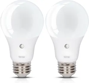 LED Outdoor Light Bulbs with Photocell Sensor Dusk to Dawn  Auto On and Off (2 Pack) A19 6W 40W Replacement for Porch, Night Light, Garage Door, E26 Medium Base, 5000K Daylight