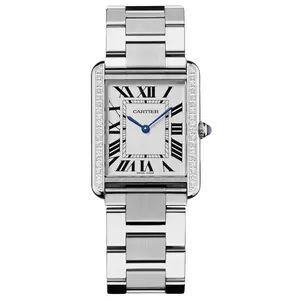 Cartier Tank Solo 34.8x27.4mm W5200014 Quartz Silver Dial Stainless Steel Diamond Bezel Watch WHP041201