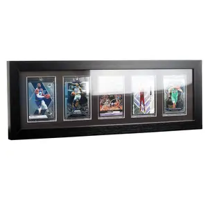 CCDCC 10-Slot Graded Sports Card Display Case - UV-Protected PC Glass, Wood Grain Frame for Basketball, Baseball, Trading Card Toploaders, Toploader Cards