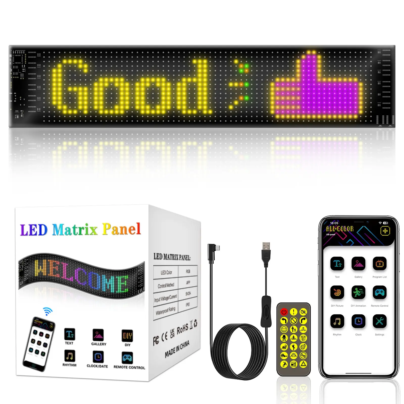 USB Powered LED Rolling Sign with APP Control, 1 Box Portable LED Advertising Sign Screen, LED Screen Desktop Atmosphere Light for Home, Shop, Car Use, Multifunctional Ambient Lights, Led Car Ambient Light