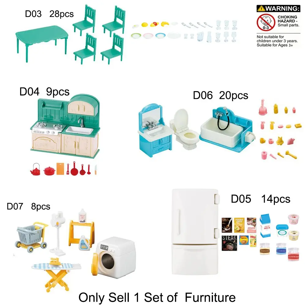 Mini Furniture Set, Miniature Furniture, Role Play Set, 1 Box Mini Kitchen & Bathroom Accessories, Educational Pretend Play Toy, Birthday Gift