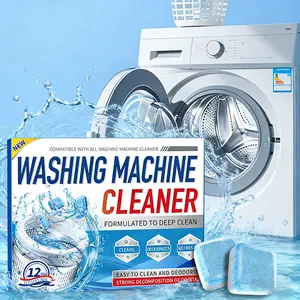 Washing Machine Cleaner Descaler, 12pcs/24pcs Deep Cleaning Tablets Degreaser for Front Loader & Top Load Washer, Clean Inside Drum & Laundry Tub Seal Tool for Home Dormitory Laundry Room, Washer Deodorizer,Multifunction Strong Deodorization