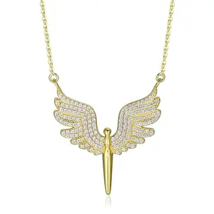 S925 Sterling Silver Angel Wings Necklace Sparkling Inlay Elegant Unique Perfect for Women Daily Wear Hypoallergenic Durable